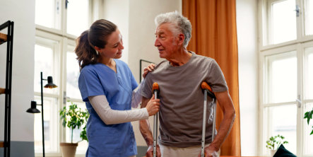 nurse assisting elder